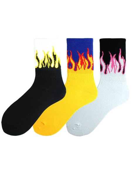 

4pack Flame Pattern Socks Men, Underwear & Socks
