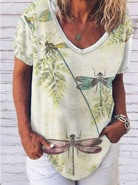 

Dragonfly Casual Loosen Shirts & Tops, Multicolor, T-Shirts