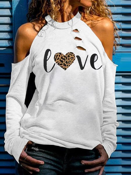 

Long Sleeve Casual Letter Shirts & Tops, White, T-Shirts