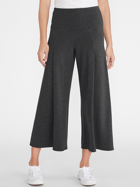 

Cotton Blends Plain Casual Wide Leg Pants, Deep gray, Pants