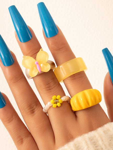 3 PCS Butterfly Resin Ring, As picture, Rings