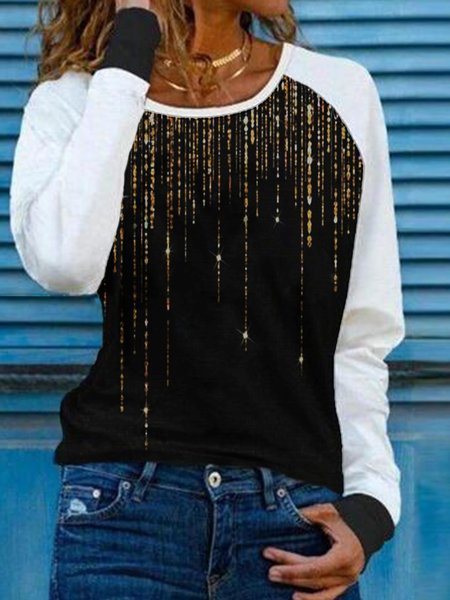 

Cotton Blends Casual Crew Neck Shirts & Tops, White, Tops