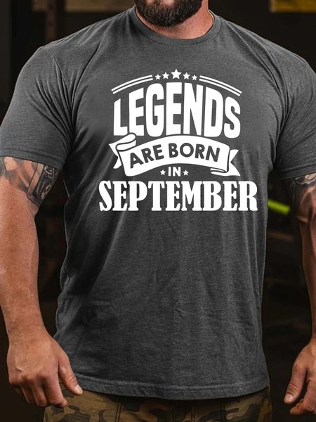 

legends Are Born In September Casual Short sleeve T-shirt, Gray, T-shirts