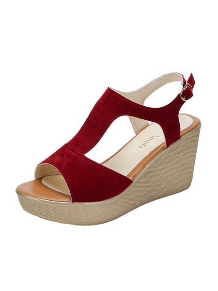 

Women's Solid Velvet Wedge Sandals, Red, Sandals