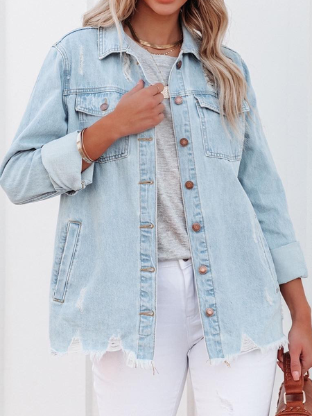 

Casual Loosen Shirts & Tops COAT, Blue, Coats & Jackets