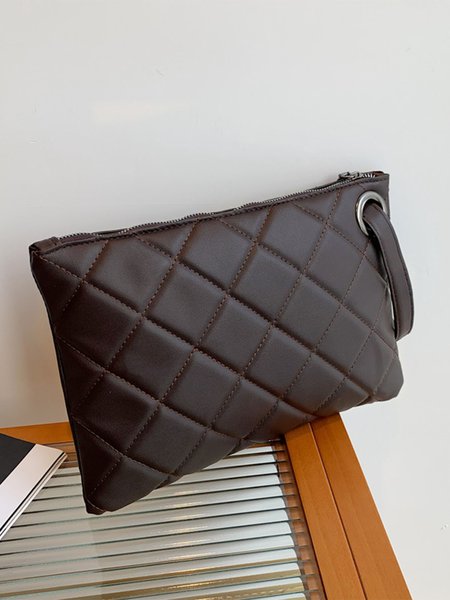 

Ladies Rhombus Envelope Zipper Clutch, Coffee, Bags