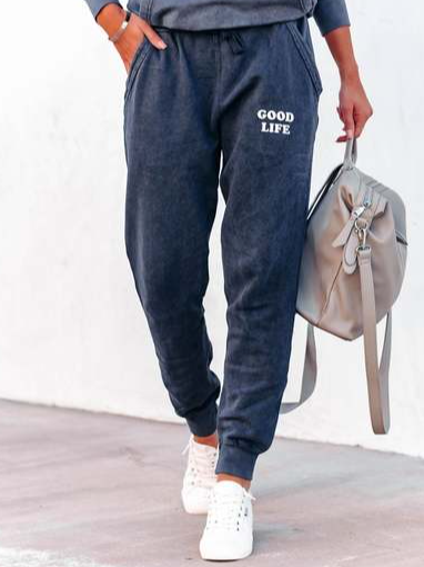 

Letter Cotton Blends Sports Sports Pants, Gray, Pants