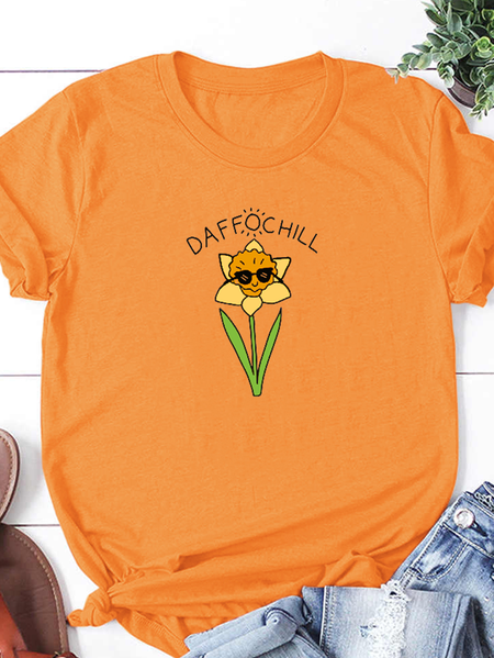 

Daffo-Chill Spring Flower Print Shirts&Tops, Orange, T-shirts