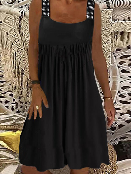 

Casual Cotton Blends Spaghetti Short sleeve Knit Dress, Black, Mini Dresses