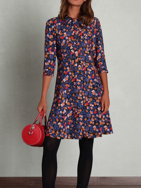 

Vacation Tie Neck Dresses, Multicolor, Floral Dresses