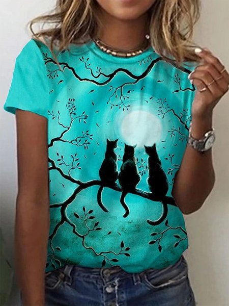 

Animal Crew Neck Regular Fit Shirts & Tops, Blue, T-Shirts