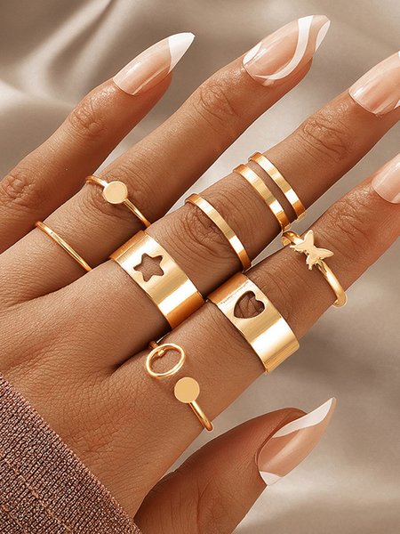 

8 Pcs Star Heart Butterfly Ring, As picture, Rings