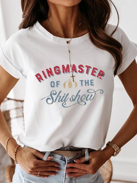 

Regular Fit Round Neck Casual Shirts & Tops, White, T-Shirts