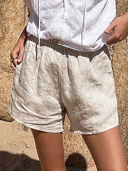 

Plus size Casual Plain Shorts Pants, Khaki, Shorts