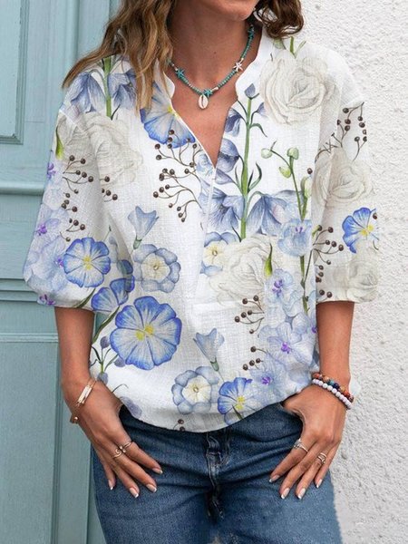 

Floral Casual V Neck Shirts & Tops, Flower, Shirts & Blouses