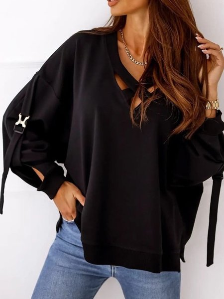 

Casual Long Sleeve Plus Size Sweatershirt, Black, Hoodies & Sweatshirts