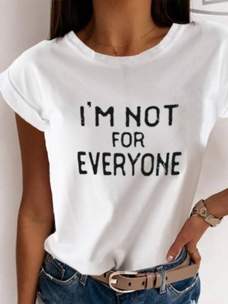

Regular Fit Round Neck Letter Shirts & Tops, White, T-Shirts