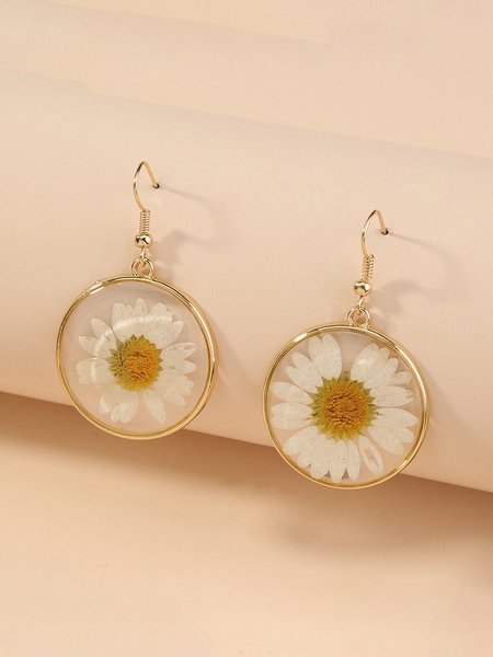 

Hand Epoxy Floral Earrings, As picture, Earrings