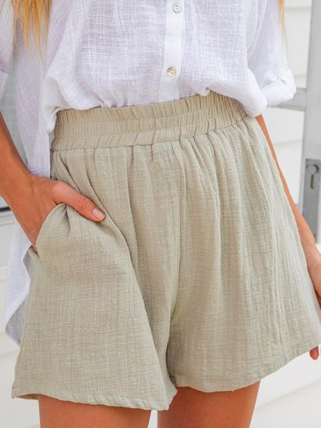 

Casual Loose Elastic Shorts, As picture, Shorts