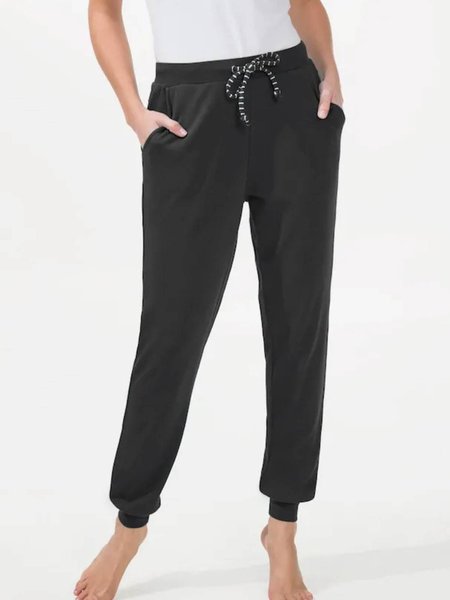 

Casual Cotton Blends Sports Pants, Black, Sport Pants
