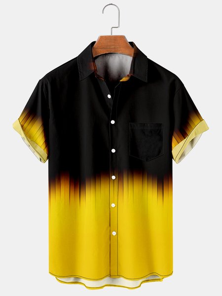 

Casual Ombre Shirt Collar Short Sleeve Polo Shirt, Black, Short Sleeves Shirts