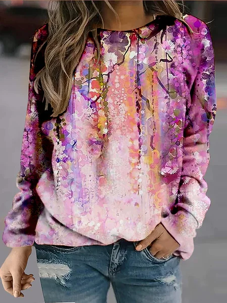 

Regular Fit Floral Casual Vacation Sweatshirt, Flower, Sweatshirts & Hoodies