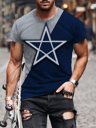 

Casual Sports Geometric Pentagram Digital Print Short Sleeve T-Shirt, T-shirt