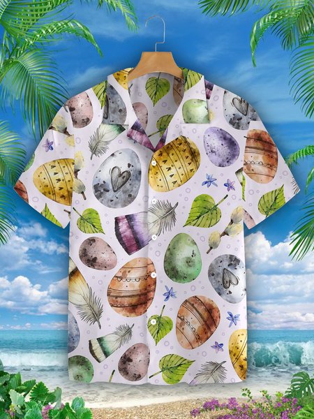 

Mens Easter Jesus Print Casual Breathable Short Sleeve Hawaiian Shirt, As picture, Men's Floral shirt