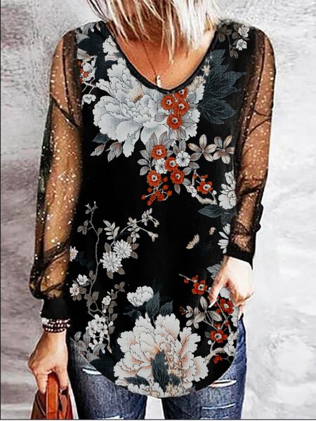 

Casual Crew Neck Shirts & Tops, Black, Tops