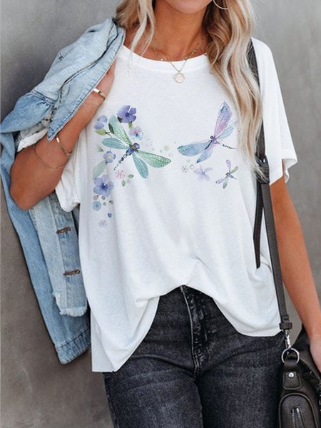 

Casual Crew Neck Color Block Shirts & Tops, White, T-Shirts