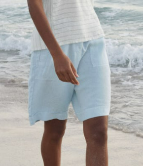 

Plain Regular Fit Cotton Blends Pants, White-blue, Shorts