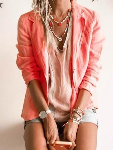 

Flat Collar Blazer, Orange, Outerwear
