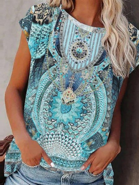 

Tribal Off Shoulder Shirts & Tops, Blue, T-Shirts