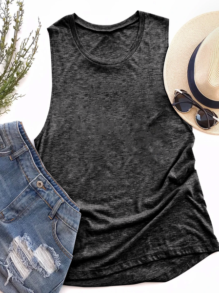 

Women's Plain Knit Tank, Black, Tank Tops