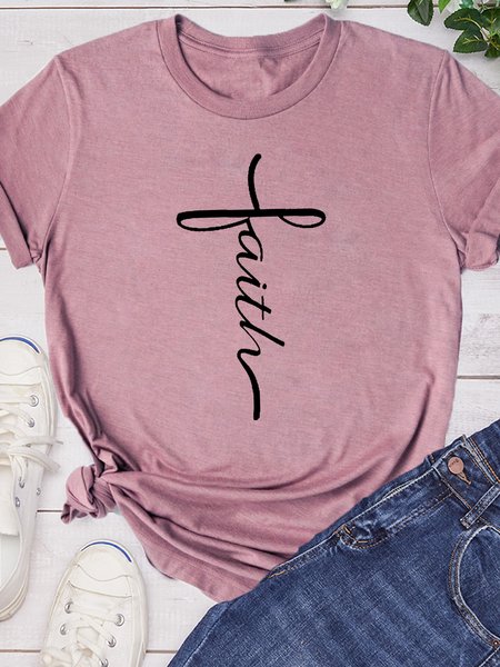 

Faith Cross Religious Jesus Love Short sleeve tops, Brick red, T-shirts