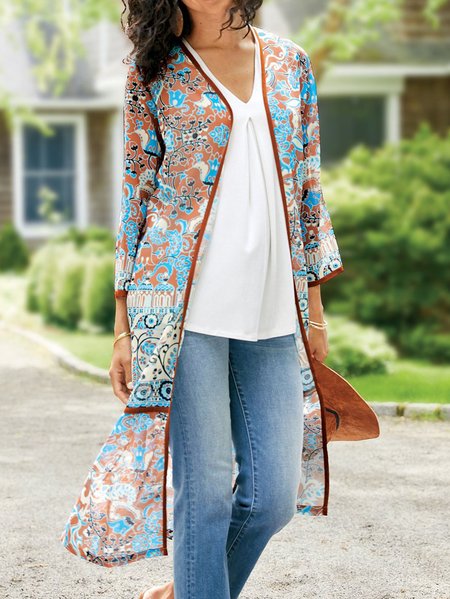 

FloralVacation Cotton Blends Halter Outerwear, Multicolor, Cardigans