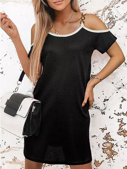 

Loosen Off The Shoulder Casual Dresses, Black, Mini Dresses