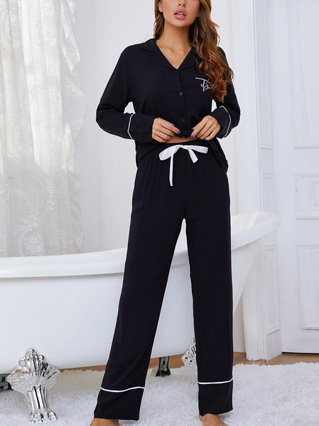 

Casual Plain Long sleeve Suits, Black, Suit Set