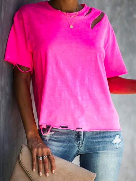 

Casual Ombre Shirts & Tops, Deep pink, T-Shirts