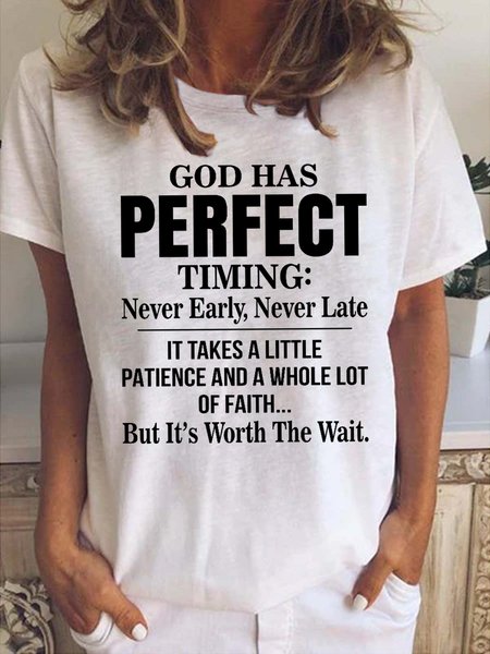 

God Has Perfect Timing Women's Short sleeve tops, White, T-shirts