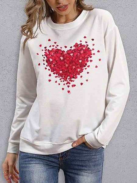 

Cotton Blends Crew Heart Neck Sweatshirt, White, Sweatshirts & Hoodies