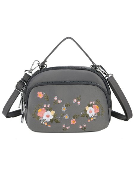 

JFN Ethnic Embroidered Women's One Shoulder Diagonal Bag Canvas Bag, Deep gray, Women's Bags