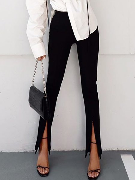 

Simple Solid Skinny Pants, Black, Skinny Leg Pants
