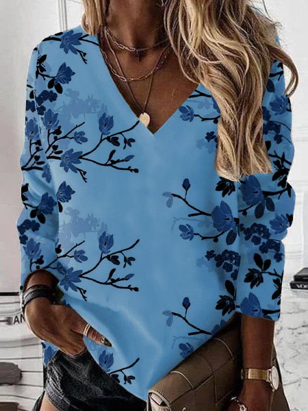 

Loosen Casual Floral Sweatshirt, Blue, Sweatshirts & Hoodies