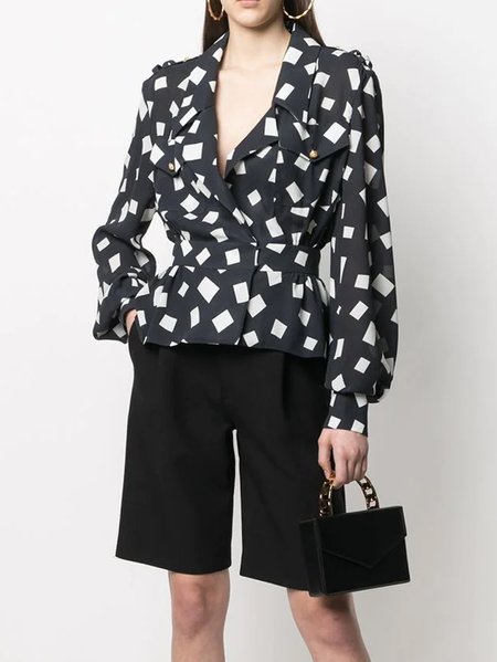

Regular Fit Elegant Geometric Print Short Trench coat, As picture, Outerwear