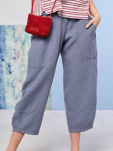 

Casual Wide Leg Cropped Pants, Gray, Pants