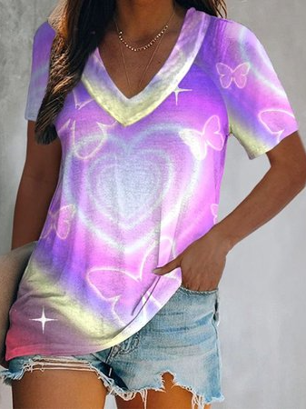 

Butterfly Regular Fit V Neck Shirts & Tops, Multicolor, T-Shirts
