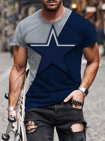

Casual Sports Geometric Pentagram Digital Print Short Sleeve T-Shirt, T-shirt
