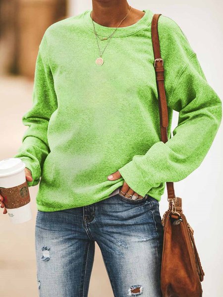 Casual Loosen Sweatshirt, Green, Hoodies&Sweatshirts