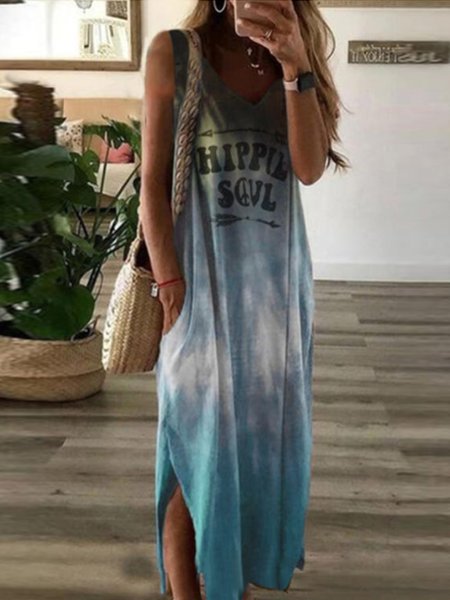 

Text gradient printing casual temperament and comfortable spring new designer women's knitted T-shirt long skirt, Multicolor, Dresses
